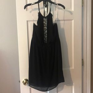 Black lace mini halter dress